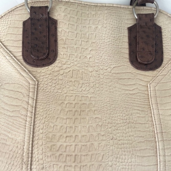 Mito Milan Ostrich Trim Embossed Leather Shoulder Bag - Picture 6 of 11